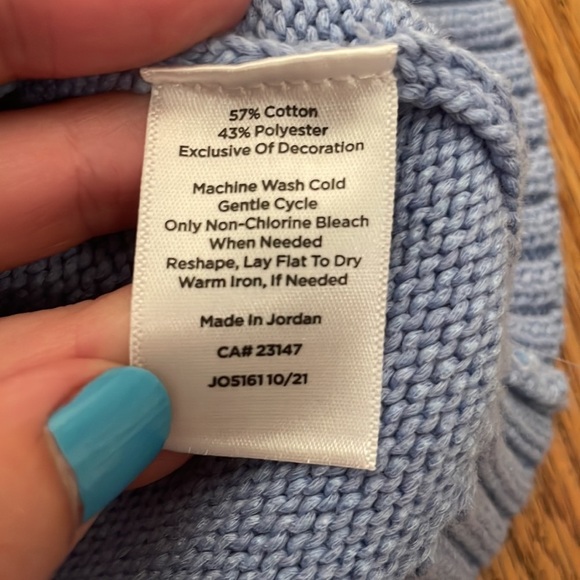 Talbots Cotton Blend Lace Up Sweater Blue size P (petite small) - Picture 7 of 7